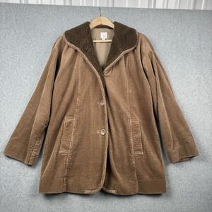 J Jill Coat Womens Small Brown Heritage Tumbled Cord Corduroy Sherpa Chore Barn